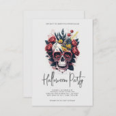 Blumenschädel-Halloween-Party Einladung (Vorne/Hinten)