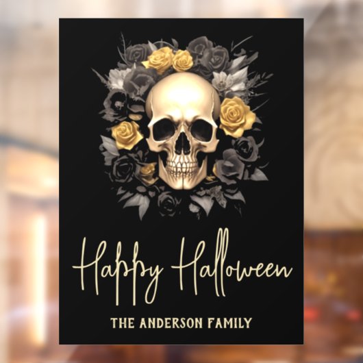 Blumenschädel-Halloween-Party Fensteraufkleber (Blatt 2)