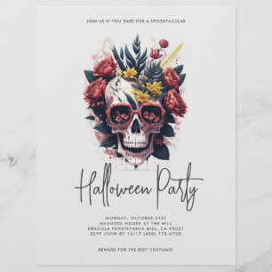 Blumenschädel-Halloween-Party Flyer