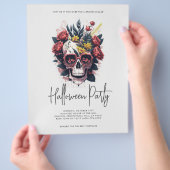 Blumenschädel-Halloween-Party Flyer (Hand)