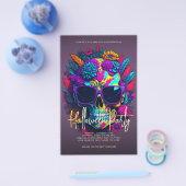 Blumenschädel-Halloween-Party Lila Flyer (Einzeln)