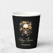 Blumenschädel-Halloween-Party Pappbecher (Vorderseite)