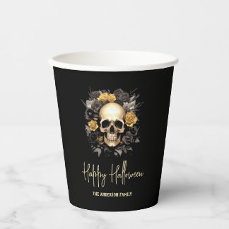 Blumenschädel-Halloween-Party Pappbecher