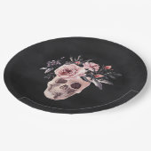 Blumenschädel-Halloween-Party Pappteller (Schrägansicht)
