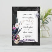 Blumenschädel Halloween-Verlobung Einladung (Stehend Vorderseite)