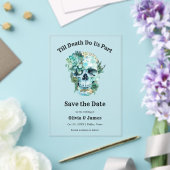 Blumenschädel-Hochzeit Sichern Sie das Datum Acryleinladungen (In Situ (Hochzeit))