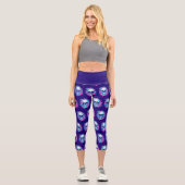 Blumenschädel im Vaporwave-Stil Capri Leggings (Vorderseite)