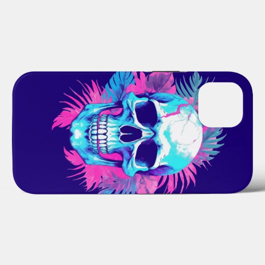 Blumenschädel im Vaporwave-Stil Case-Mate iPhone Hülle (Rückseite (Horizontal))
