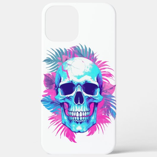 Blumenschädel im Vaporwave-Stil Case-Mate iPhone Hülle (Rückseite)