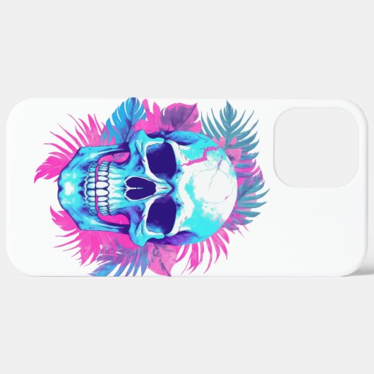 Blumenschädel im Vaporwave-Stil Case-Mate iPhone Hülle (Hinten (horizontal))