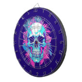 Blumenschädel im Vaporwave-Stil Dartscheibe (Vorderseite rechts)