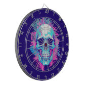 Blumenschädel im Vaporwave-Stil Dartscheibe (Vorderseite Links)