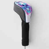 Blumenschädel im Vaporwave-Stil Golf Headcover (angewinkelt)