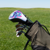 Blumenschädel im Vaporwave-Stil Golf Headcover (In SItu)