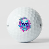 Blumenschädel im Vaporwave-Stil Golfball (Vorderseite)
