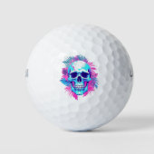 Blumenschädel im Vaporwave-Stil Golfball (Vorderseite)