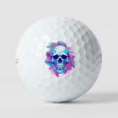 Blumenschädel im Vaporwave-Stil Golfball (Vorderseite)