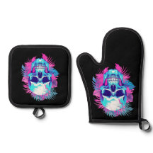 Blumenschädel im Vaporwave-Stil