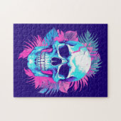 Blumenschädel im Vaporwave-Stil Puzzle (Horizontal)