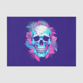 Blumenschädel im Vaporwave-Stil Seidenpapier