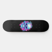 Blumenschädel im Vaporwave-Stil Skateboard (Horizontal)