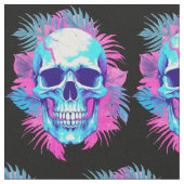 Blumenschädel im Vaporwave-Stil Stoff (Nahaufnahme)