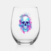 Blumenschädel im Vaporwave-Stil Weinglas Ohne Stiel (Rückseite)