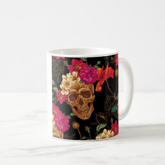 Blumenschädel Kaffeetasse (VorderseiteRechts)