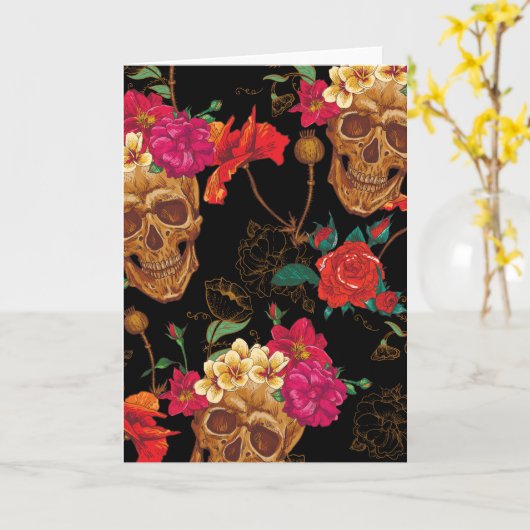 Blumenschädel Karte (Gelbe Blume)