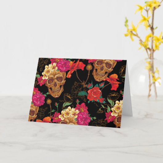 Blumenschädel Karte (Gelbe Blume)