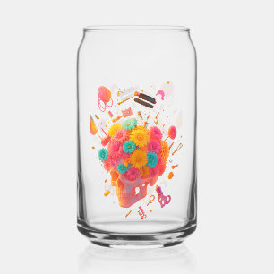 Blumenschädel-Kunstglas – Farbspritzer-Künstler-Sc Dosenglas