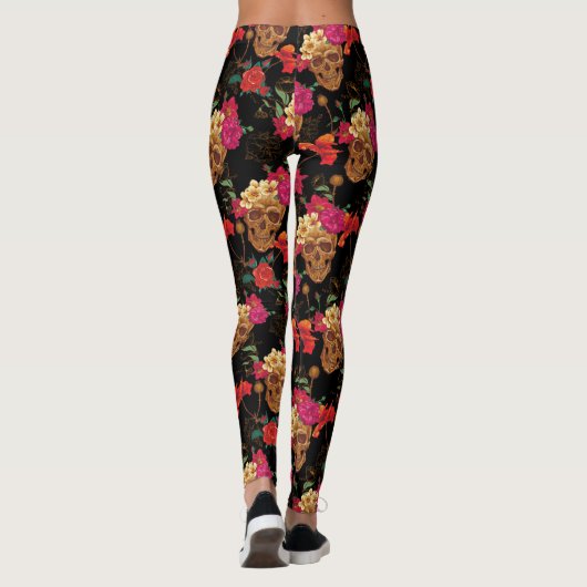 Blumenschädel Leggings (Rückseite)