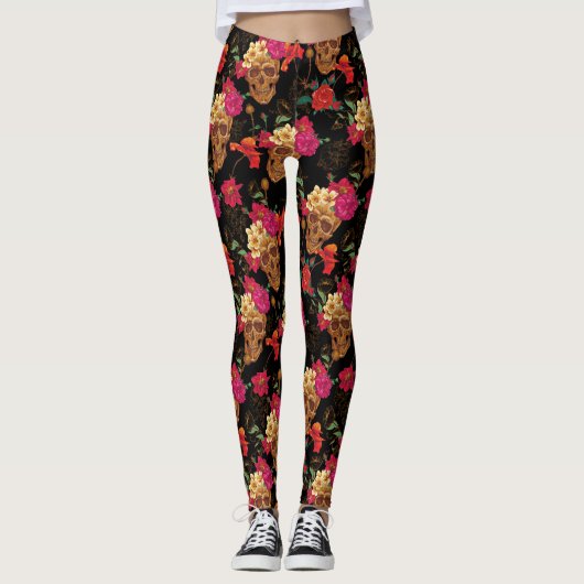 Blumenschädel Leggings (Vorderseite)