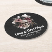 Blumenschädel-Liebe im ersten Brautparty Runder Pappuntersetzer (Angewinkelt)