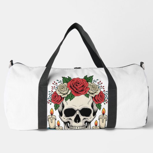 Blumenschädel mit Kerzen Halloween Duffle Bag (Vorderseite)
