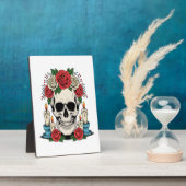 Blumenschädel mit Kerzen Halloween Fotoplatte (Seite)