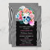 Blumenschädel mit Streifen Einladung (Vorne/Hinten)