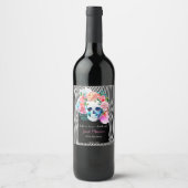 Blumenschädel mit Streifen Weinetikett (Vorderseite)