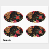 Blumenschädel Ovaler Aufkleber (Blatt)