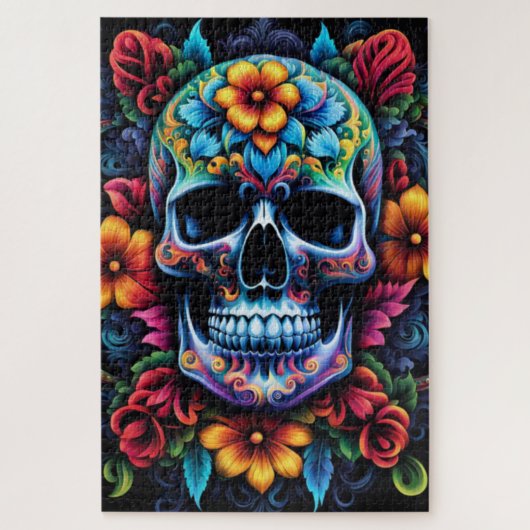 Blumenschädel Puzzle (Vertikal)