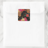 Blumenschädel Quadratischer Aufkleber (Tasche)
