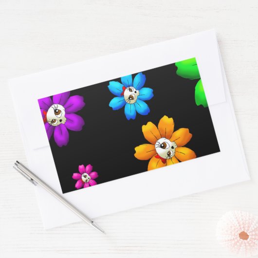 Blumenschädel Rechteckiger Aufkleber (Umschlag)