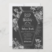 Blumenschädel RIP 30. Geburtstag Party Einladung (Vorderseite)