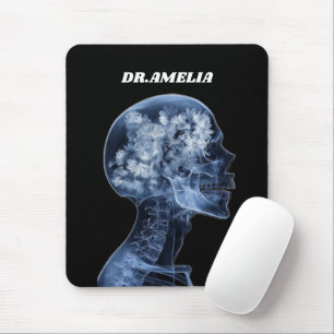 Blumenschädel-Röntgenbild-Arztname Dunkle Medizini Mousepad