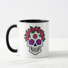 Blumenschädel-Rose Individuelle Name Halloween Whi Tasse