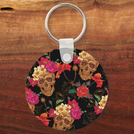 Blumenschädel Schlüsselanhänger (Vorderseite)