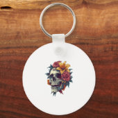 Blumenschädel Schlüsselanhänger (Vorderseite)
