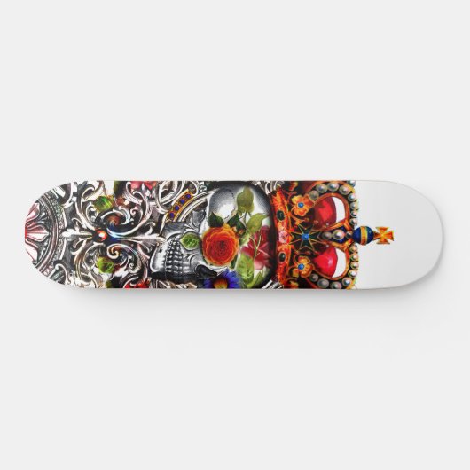 Blumenschädel Skateboard (Horizontal)