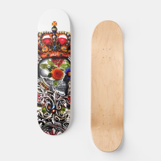 Blumenschädel Skateboard (Vorderseite)