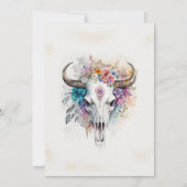 Blumenschädel-Stier-Wasserfarben-Kunst Einladung (Rückseite)